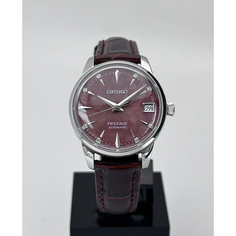 Custom Seiko Mod • Maroon Red Diamond Sakura Presage • 33mm